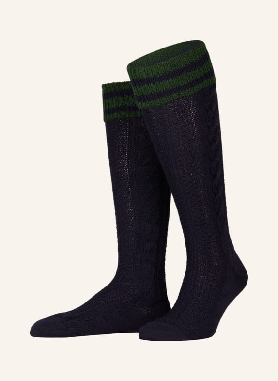 LUSANA Trachten knee high stockings DARK BLUE/ GREEN