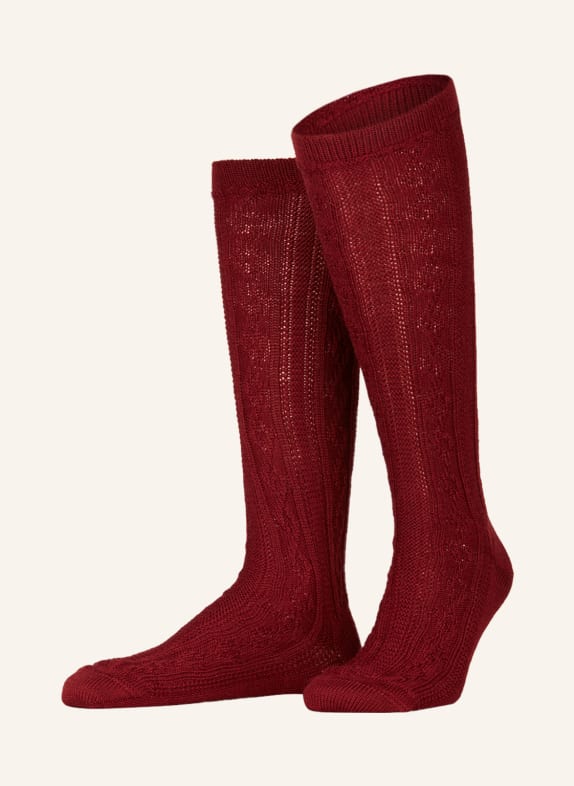 LUSANA Trachten knee high stockings DARK RED
