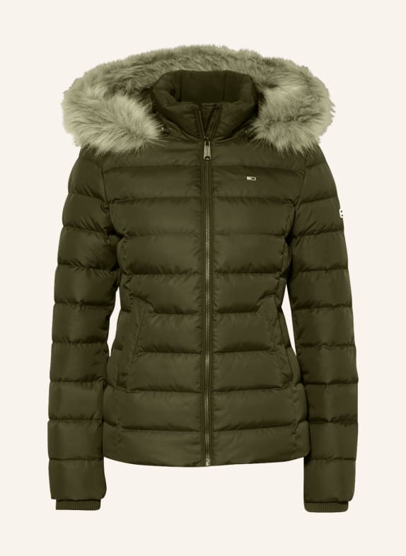 TOMMY JEANS Down jacket with removable hood and faux fur trim OLIVE