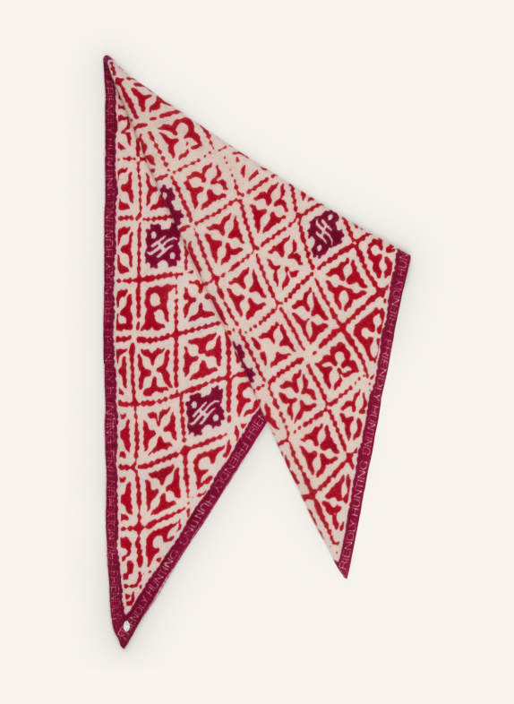 friendly hunting Triangular scarf in cashmere DARK RED/ FUCHSIA/ CREAM