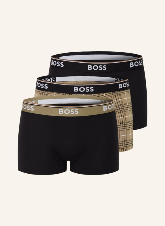 BOSS 3-pack boxer shorts POWER DESIGN BLACK/ OLIVE