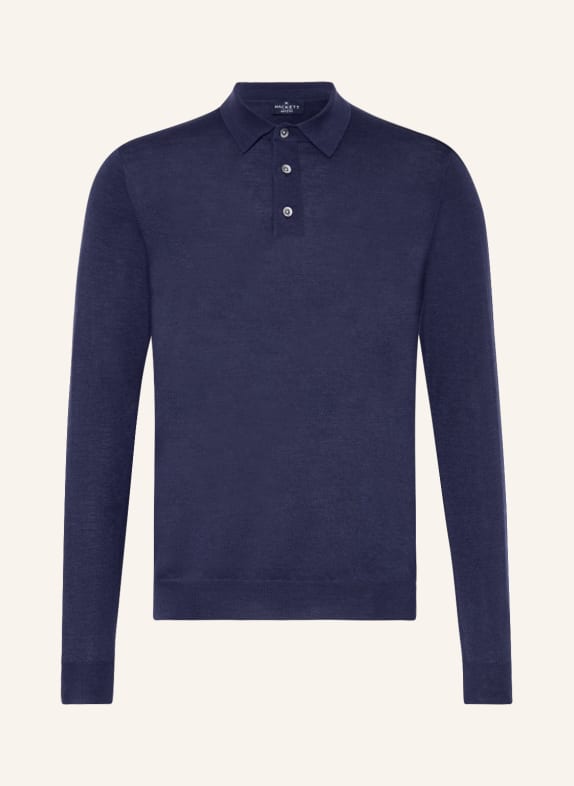 HACKETT LONDON Strick-Poloshirt aus Merinowolle BLAU