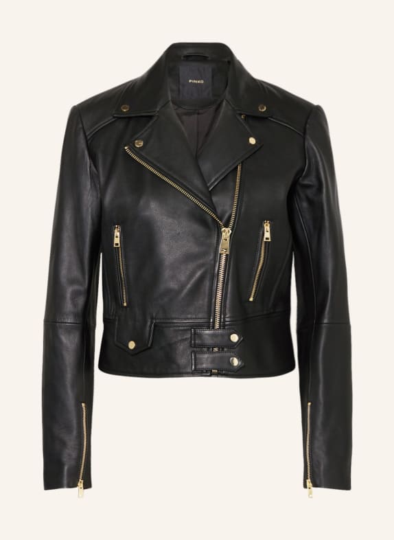 PINKO Lederjacke SENSIBILE SCHWARZ