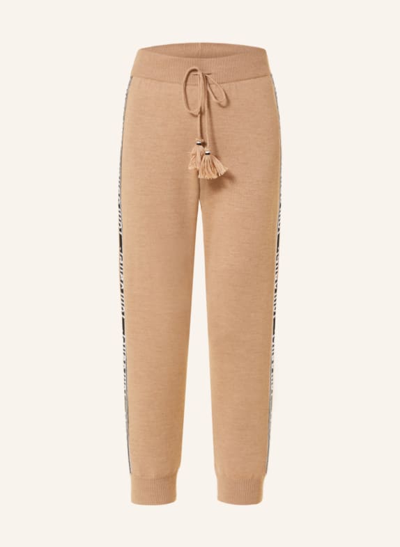toni sailer Knit trousers SIRID in jogger style made of merino wool BEIGE/ BLACK/ WHITE