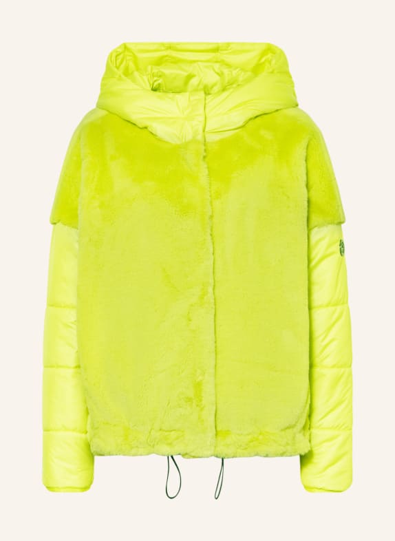 SPORTALM Steppjacke mit Kunstfell im Materialmix NEONGELB