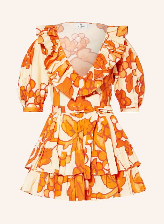 ETRO Beach dress with frills ORANGE/ LIGHT BROWN