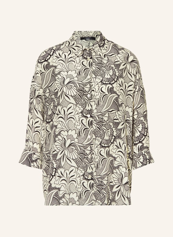WEEKEND MaxMara Shirt blouse PEANA in silk with 3/4 sleeves CREAM/ BLACK