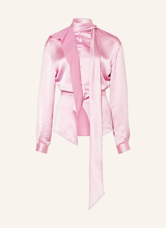 VICTORIABECKHAM Bow-tie blouse in satin with frills PINK