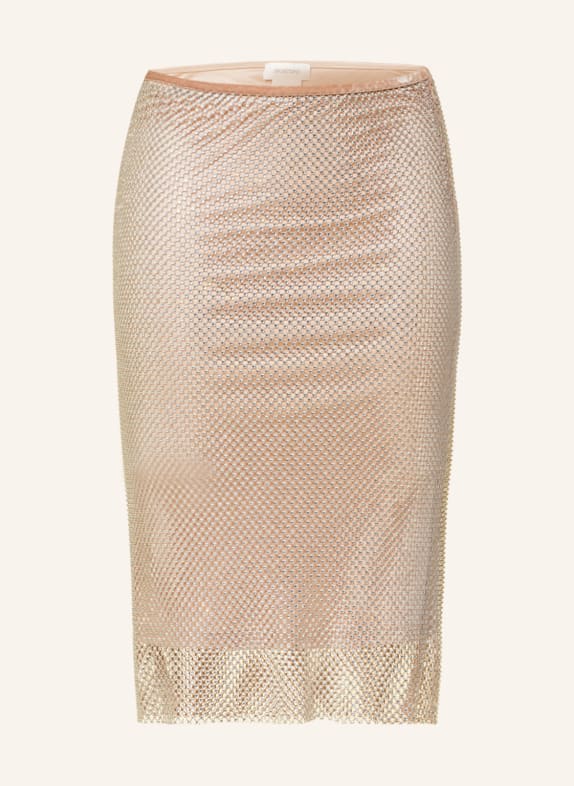 SPORTMAX Mesh skirt SENIOR with decorative gems SILVER