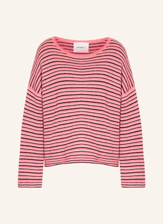 LISA YANG Oversized-Pullover AVERY aus Cashmere PINK/ DUNKELLILA/ HELLGRAU