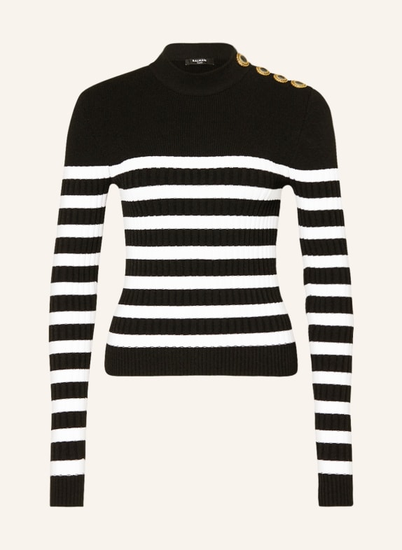 BALMAIN Sweter CZARNY/ BIAŁY