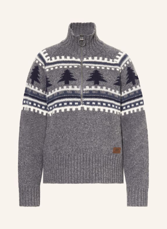 state of elevenate Half-zip sweater DAVOS GRAY/ WHITE/ BLACK