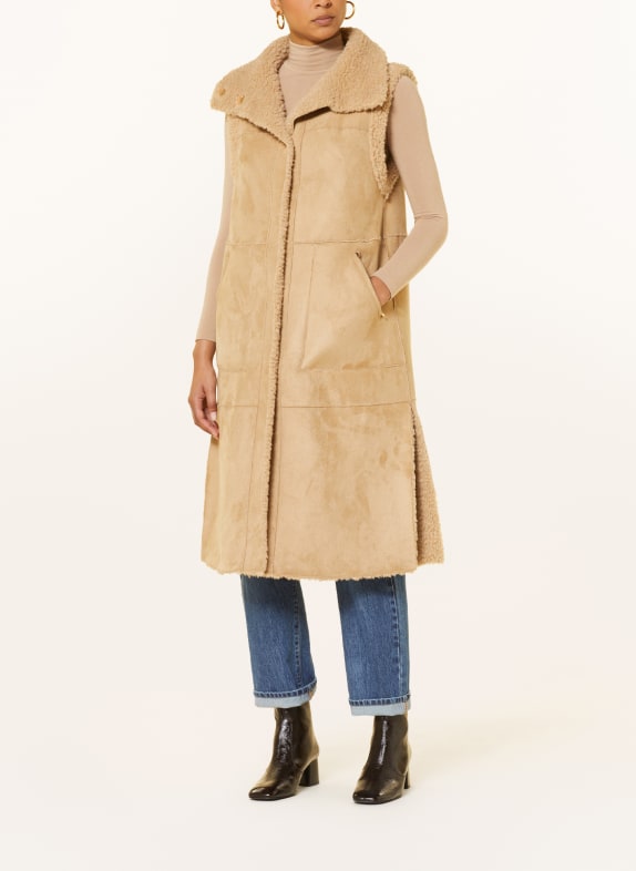 RIANI Teddyfell-Weste zum Wenden CAMEL