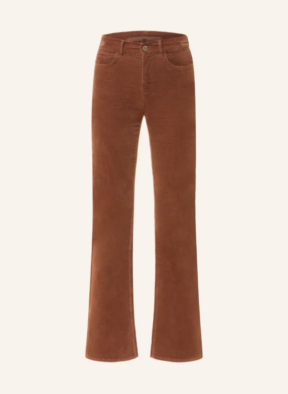 RIANI Bootcut trousers in velvet BROWN