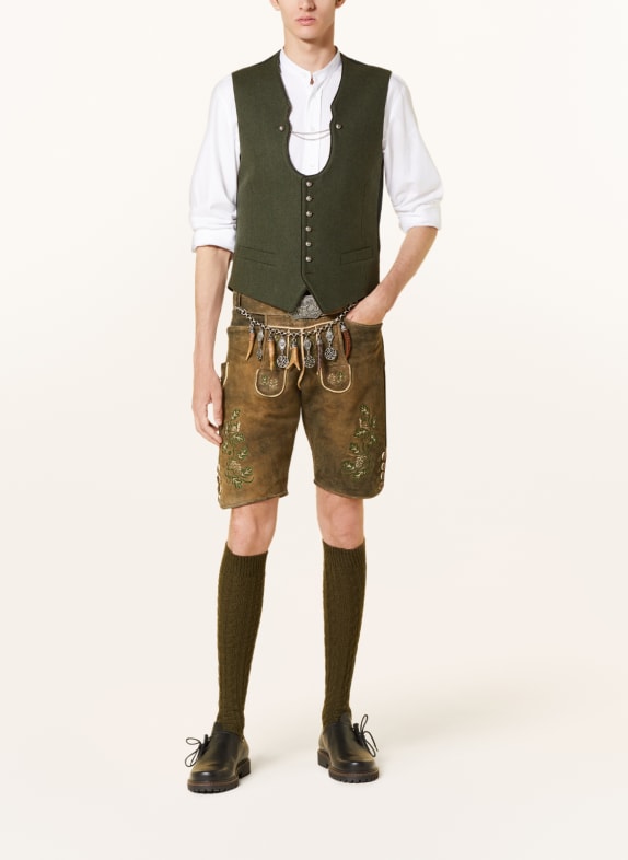 HIRSCHER Traditionele leren broek LENGGRIES MARRON FONCÉ