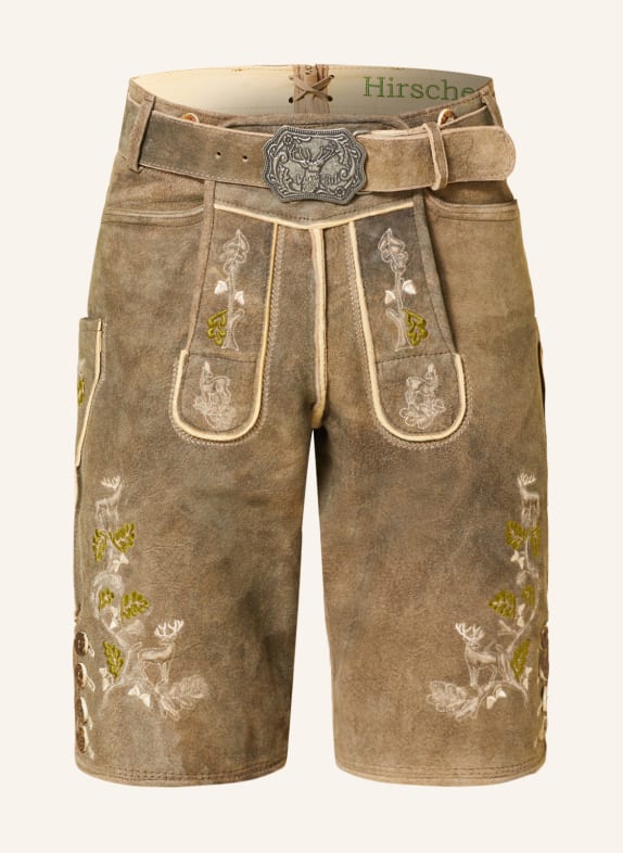 HIRSCHER Spodnie skórzane w stylu ludowym FREISING CAMELOWY