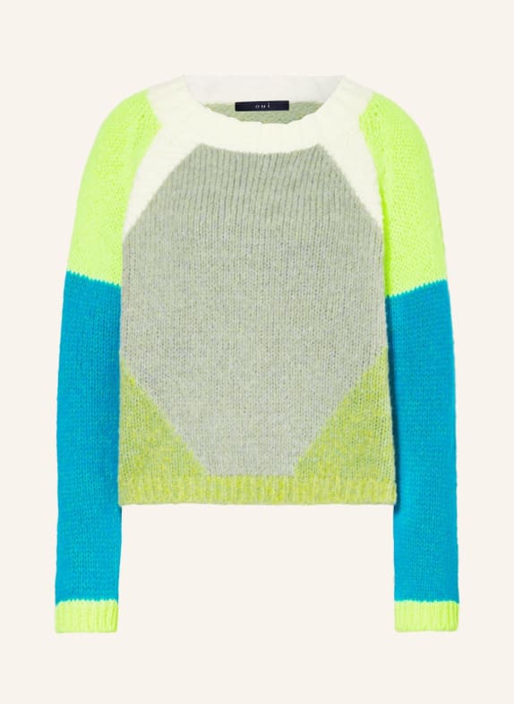 oui Pullover BLAU/ NEONGELB/ GRAU