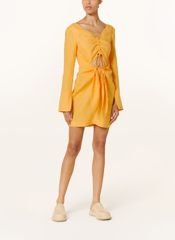 Nanushka Linen dress GILIA with cut-out and tie detail