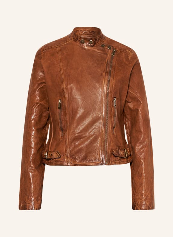 LAUREN RALPH LAUREN Leather jacket COGNAC