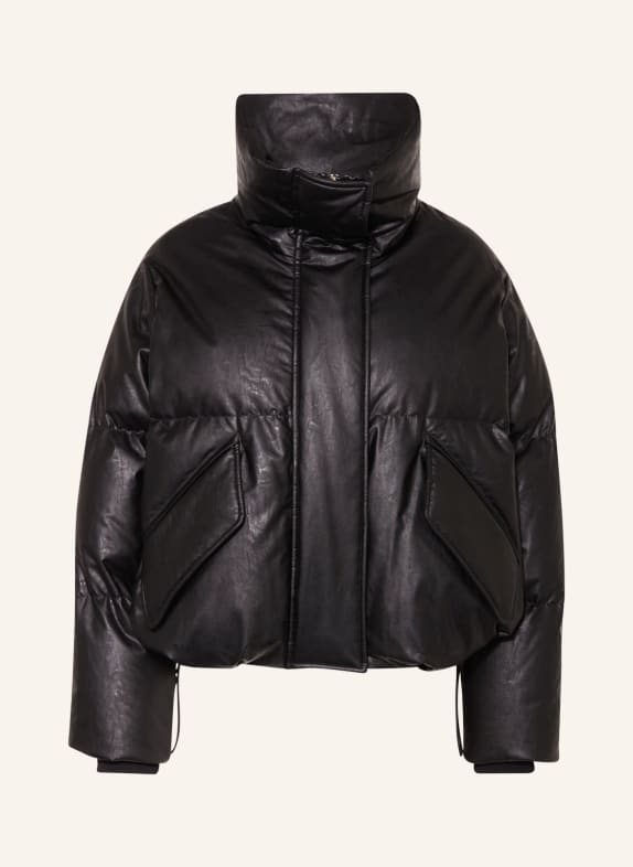 MM6 Maison Margiela Oversized down jacket in leather look BLACK