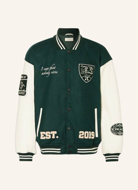 PREACH College jacket in mixed materials GREEN/ BEIGE