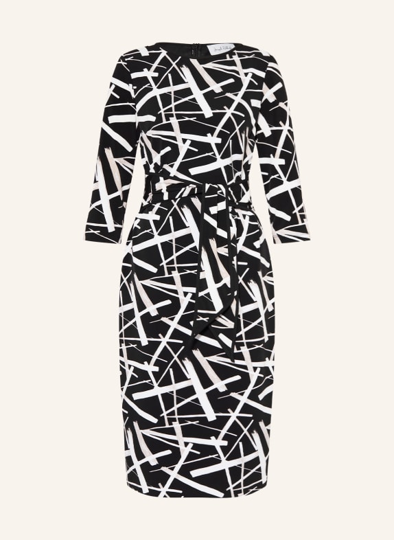Joseph Ribkoff Dress with 3/4 sleeves BLACK/ WHITE