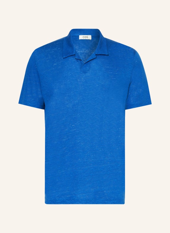 COS Linen polo shirt regular fit BLUE
