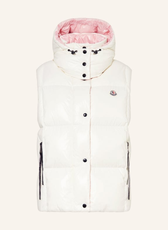 MONCLER Down vest LUZULE with removable hood WHITE/ LIGHT PINK
