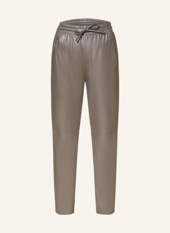 OAKWOOD 7/8 leather trousers in jogger style GRAY