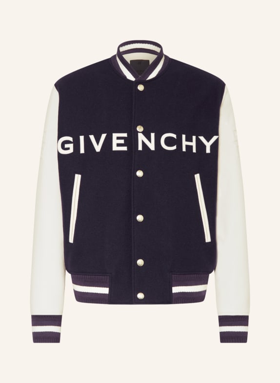 GIVENCHY Bomber jacket in mixed materials WHITE/ BLUE