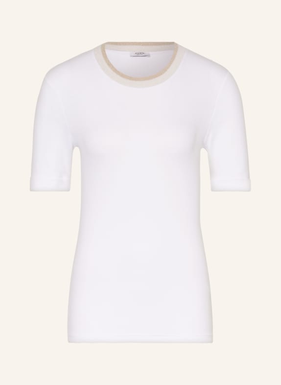 PESERICO T-shirt z błyszczącą przędzą BIAŁY