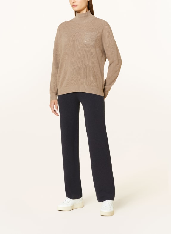 PESERICO Knit trousers in jogger style with decorative beads
