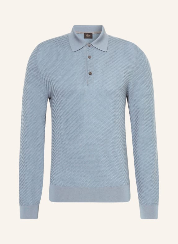 Brioni Strick-Poloshirt aus Cashmere BLAUGRAU