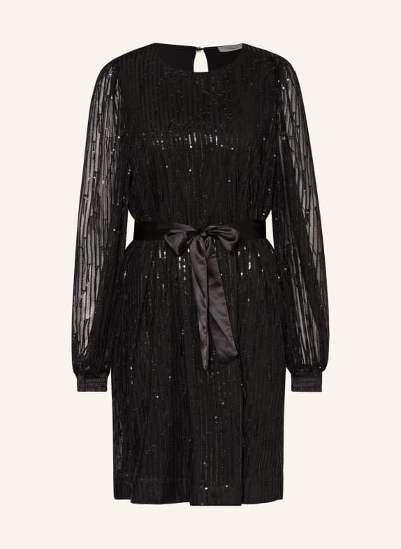summum woman Mesh dress with sequins BLACK