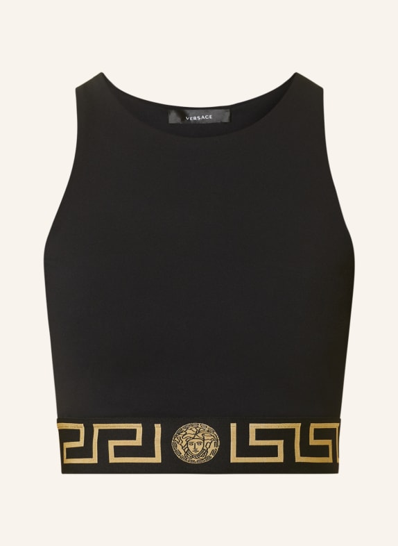 VERSACE Cropped top with cut-out BLACK/ BEIGE
