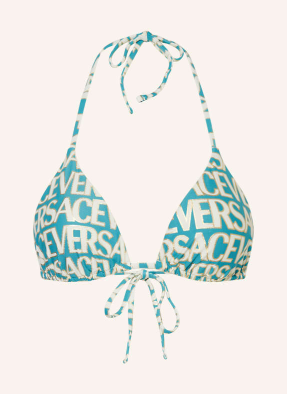 VERSACE Triangle bikini top with glitter thread TURQUOISE/ ECRU