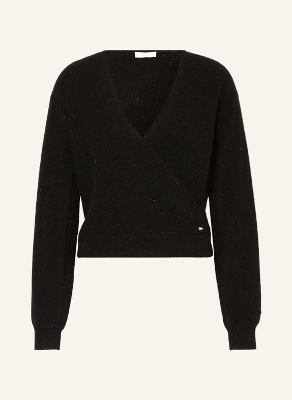CINQUE Sweater CIBRIA in wrap look with glitter thread BLACK