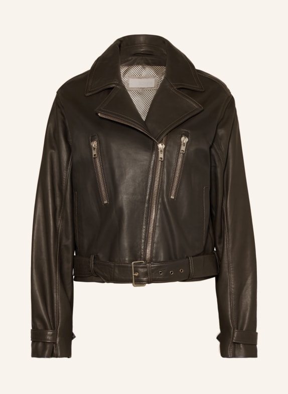 SCHYIA Leather jacket KAI DARK BROWN