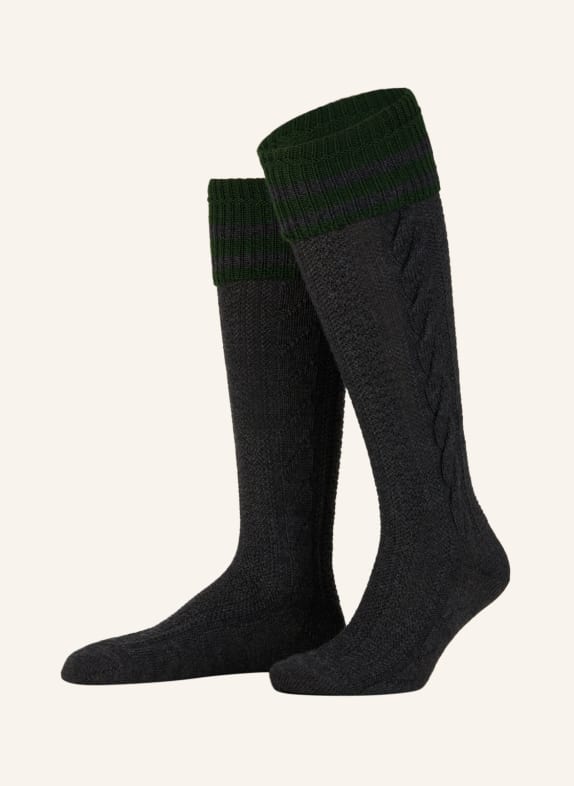 LUSANA Trachten knee high stockings 0219 anthra / tanne