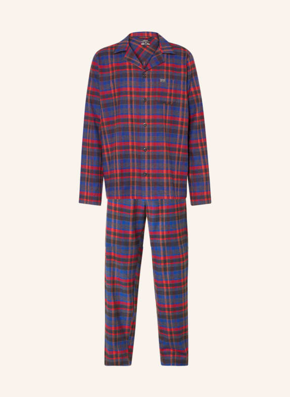 JOCKEY Schlafanzug EVERYDAY aus Flanell GRAU/ ROT/ BLAU
