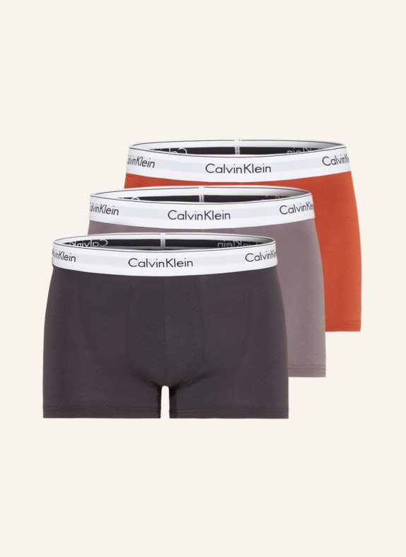 Calvin Klein 3er-Pack Boxershorts MODERN COTTON DUNKELORANGE/ GRAU/ DUNKELGRAU