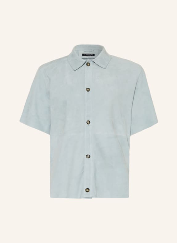J.LINDEBERG Short sleeve shirt comfort fit in leather BLUE GRAY