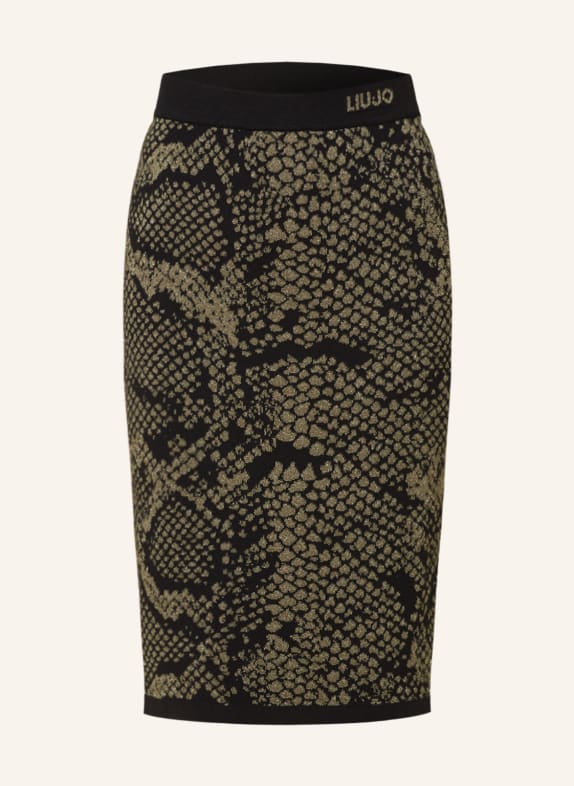 LIU JO Knit skirt with glitter thread BLACK/ GREEN/ SILVER