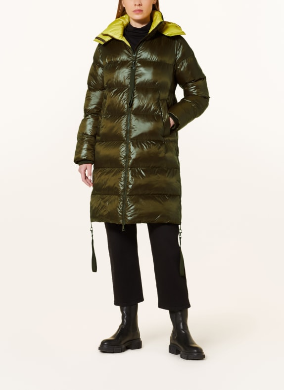 darling harbour Quilted coat with DUPONT™ SORONA® insulation OLIVE/ NEON GREEN