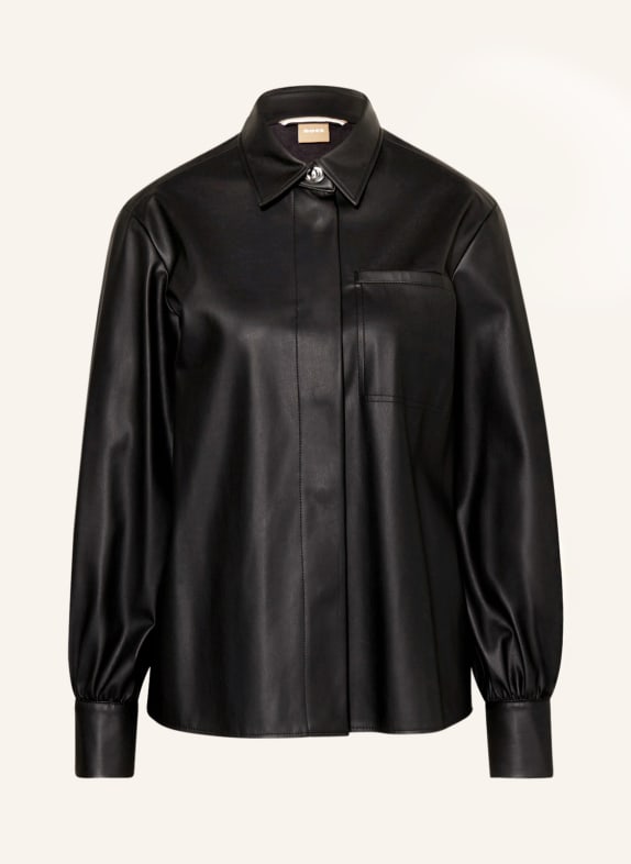 BOSS Shirt blouse BOKASA leather look BLACK