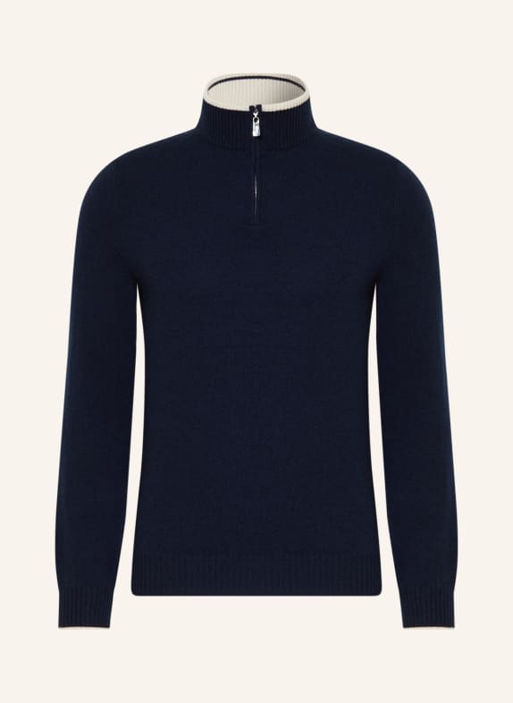 FEDELI Cashmere-Troyer DUNKELBLAU/ ECRU