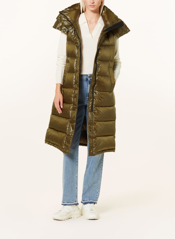 Blauer Quilted vest with removable hood OLIVE