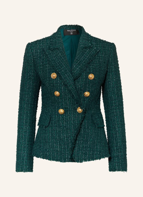 BALMAIN Tweed blazers DARK GREEN/ GOLD