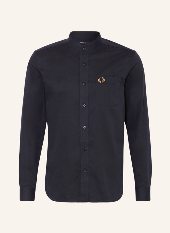 FRED PERRY Shirt slim fit with stand-up collar DARK BLUE