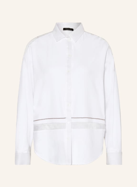 FABIANA FILIPPI Shirt blouse in mixed materials with decorative gems WHITE